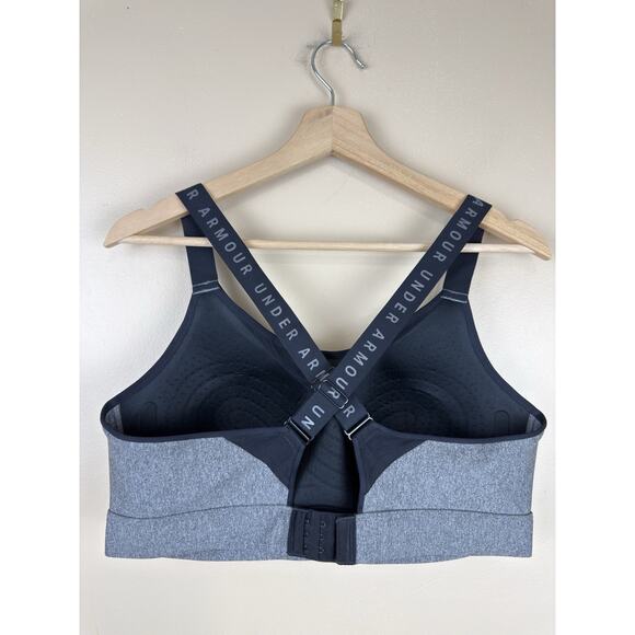 Under Armour Sports Bra Womens XL Black Gray High Impact Crossback Fitted Gym - Picture 6 of 12